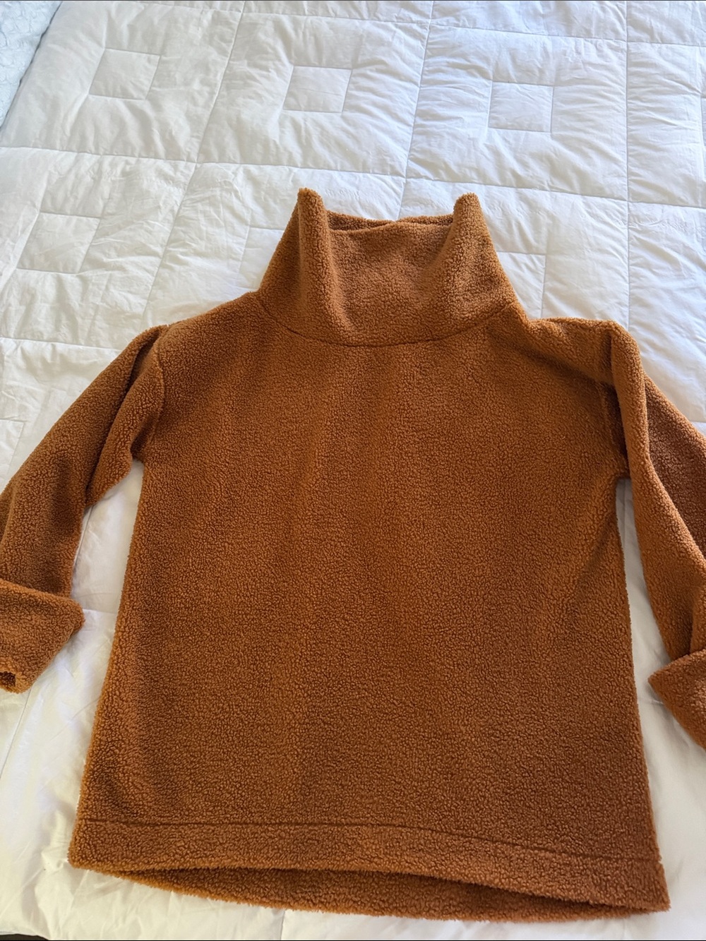 LOFT Women's Sherpa Funnel Neck Sweater - Rust Brown